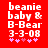 Red background with white pixelated text reading 'beanie baby & B-Bear 3-3-08' and pink asterisks below, showing animation change in the second 's ampersand