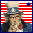Animated icon of Uncle Sam with a top hat, red bow tie, and dark jacket against an American flag background.