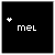 A black square with white pixelated text 'mel' and a small plus symbol in various positions