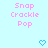 Light blue background with pink text "Snap Crackle Pop" repeated across multiple positions, accompanied by small blue heart and downward arrow symbols.