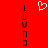 Red background with vertical black text on both sides and a white pixelated heart symbol at the top center.