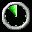 Green triangular shape rotates clockwise within circular frame with green dot markers on black background.