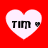 Four white heart-shaped icons on red background with 'Tim' text and small black symbol inside each heart.