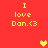 Red background with yellow text reading "I love Don.<3" and pixelated heart symbols in yellow and orange.