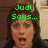 A four- shows a person with brown hair and glasses, each displaying different green pixelated text above the head