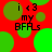 Red background with green circles and black text reading "i <3 my BFRLs" in pixelated font.
