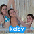 A static image of three people in a pool with overlaid text labels, showing no animation.