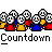Animated contact sheet of a countdown sequence featuring pixelated stick figures in red, blue, and yellow outfits with changing text bubbles above them.
