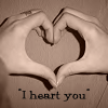 hand-formed heart shapes with partial text fragments beneath each, rendered in sepia tones