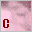 Pixelated image with pink and purple background featuring a stylized 'C' symbol in red on left, black on right.