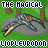 identical pixel art icons showing a blue starfish-like creature on green grass with brown tree trunks, overlaid with repeated text