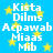 Blue background with yellow stars and repeated white text reading Kista Dilms Acpawab Miaas Mib in a pattern
