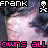 A 3x2 contact sheet of a pixelated animated icon featuring repeated text and skull symbols over a person's face, with alternating pink and white color schemes across frames.