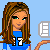 Pixel art contact sheet showing a volleyball-themed animated icon with multiple frames of a female character in blue jersey and black shorts, plus text reading "Volley- Anybody? Ball" on light blue background.