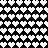 A black-and-white pixel art composition of white heart shapes arranged in a pattern with varying density, forming an abstract silhouette against a solid black background