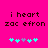 Pixelated text 'i heart zac efron' on bright pink background with cyan and purple puzzle pieces below, two versions showing animation change in puzzle piece arrangement.