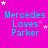Bright pink background with cyan text reading "Mercedes Loves Parker" repeated in a , surrounded by white and light purple stars