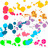 Animated icon with colorful pixelated splatters, a rainbow rose, and text elements including 'Life' and partial words.