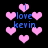 Pixelated pink hearts float against a black background with blue text reading 'i love kevin' in multiple positions.