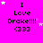 A bright pink background displays repeated text "I Love Drake!!! <333" with varying star positions