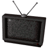 Four identical black CRT televisions with silver antennas and static-filled screens arranged in a on gray background