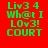 Four pixelated text display identical green text on red, purple, blue, and dark purple backgrounds with no visible animation changes