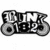Pixelated icon with stylized text and a motorcycle graphic, featuring bold white letters on black background.
