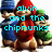Pixelated image of three cartoon characters with overlaid cyan text reading 'olwin and the chipmunks' against a white background.