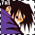 Pixelated icon shows a character with dark hair and purple clothing, holding an orange flame-like object against a black background with white text "FAN" in the top-left corner.