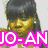 Pixelated image of a person with dark hair and yellow face, overlaid by pink text reading "JO-AN LUVS" and "TERRY" on separate sections.