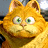 A 48x48 pixel animated buddy icon featuring Garfield the cat in two frames: a close-up of his face on the left and a full-body view with text on the right, both rendered in low-resolution pixel art style.