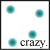 Animated sequence of colored dots forming a pattern with 'crazy.' text below each frame