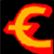 Four currency symbols displayed in a with red and yellow gradient outlines on black background