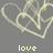 Pixelated light yellow heart outline with the word 'love' in matching pixel font on a gray background.