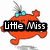 A static orange cartoon character with blue eyes and a gray smoke trail, overlaid with black text blocks containing phrases like "Little Miss" and "CHATTERBOX."