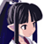 Pixelated anime-style character icon with dark hair, elf ears, and a white-and-maroon outfit against transparent background.