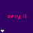 Purple background with repeated pink 'sexy :)' text and white heart stacks in various configurations.