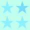 Eight identical light blue star icons arranged in two on a pale green background, each with a small vertical stem at the top