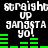 Pixelated text and green audio bars on black background, repeating 'straight up gangsta yo!' with animated bar changes.