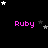 Black background with pink 'Ruby' text and white/grey stars; four of identical star arrangements above each text label