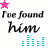 identical 'I've found him' text icons with teal audio waveforms and pink stars, where star positions shift across frames