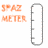 A 3x3 contact sheet of nine animated frames showing a test tube labeled SPAZ METER with red liquid rising from empty to overflowing across the sequence.