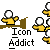 Pixelated yellow figure with white head waves atop brown platform, text changes above and below across frames.