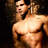 Pixelated image of a shirtless man with muscular build and long hair, next to red text reading 'Team Jacob <3' on dark background.