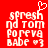 Red background with white pixelated text reading 'sprech nd TOM FOREVA BABE' and a heart symbol above the first frame, transitioning to a solid red background without the heart in subsequent frames.