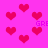 Pixelated red hearts float on a bright pink background with partial purple text fragments reading "GRE" scattered throughout.