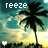 Animated contact sheet of six frames showing a palm tree silhouette against a sunset sky with changing text and heart symbols.