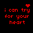 Red pixelated text 'i can try for your heart' on black background with animated heart and starburst symbols above and below text.