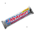 identical candy bar icons with red and blue text on a silver wrapper, interspersed with small heart-shaped symbols in black, yellow, and blue