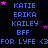 Blue text and pink stars on black background with repeated names, 'BFF', and 'FOR LYFE <3' in pixelated font. Animated star positions shift across frames.
